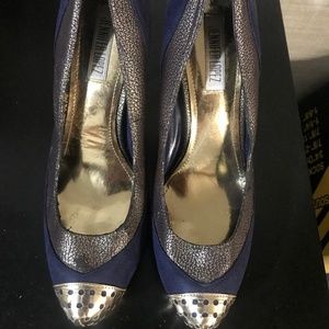 Womens blue and gold Jennifer Lopez heels